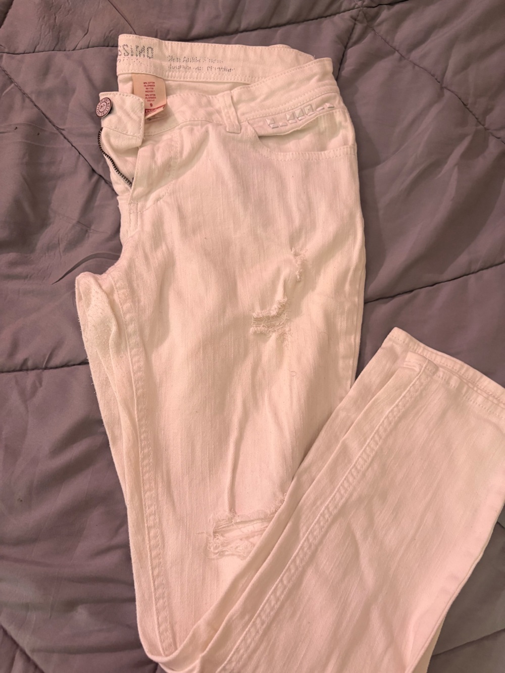 Mossimo Supply Co. White Ripped Skinny Jeans